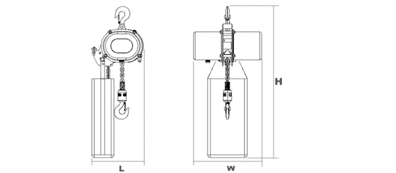 DUKE環(huán)鏈電動葫蘆尺寸圖 DUKE環(huán)鏈電動葫蘆尺寸圖